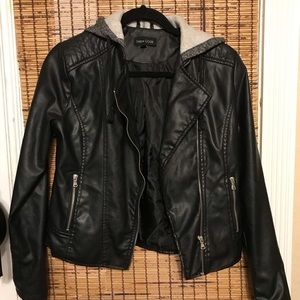 Leather Jacket with hood